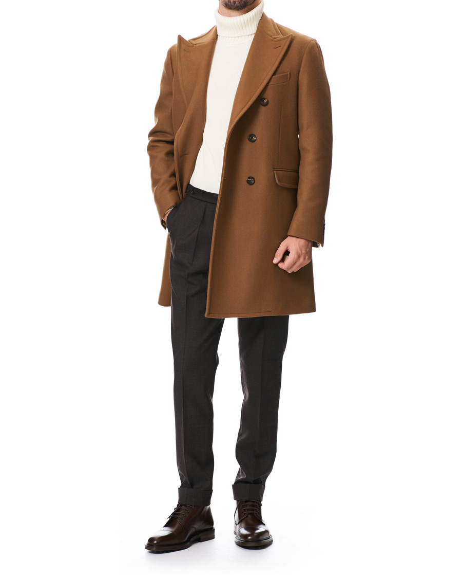Herr | Jackor | Boglioli | Double Breasted Wool Coat Brown