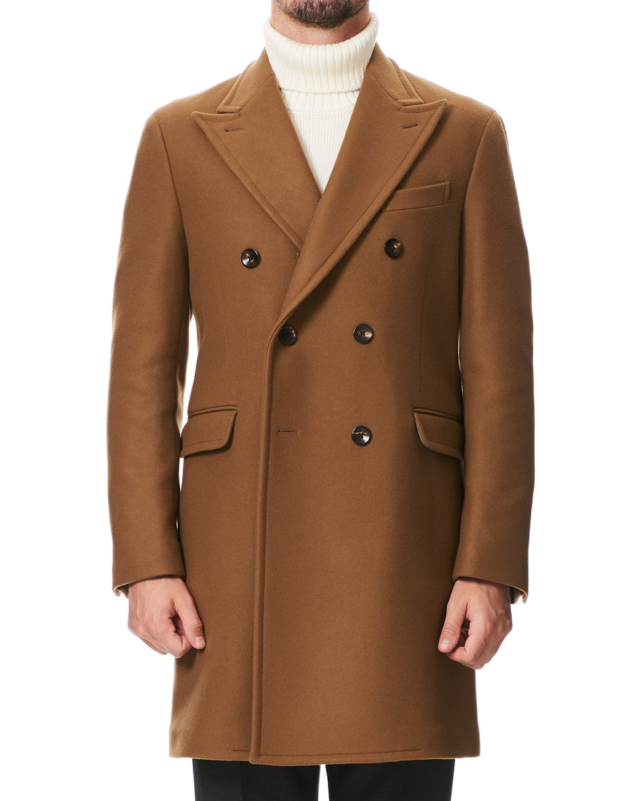 Herr | Jackor | Boglioli | Double Breasted Wool Coat Brown