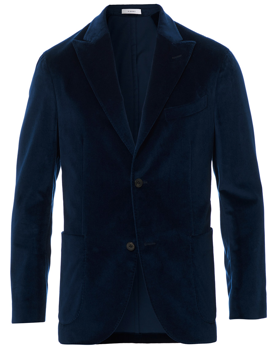 Herr | Kavajer | Boglioli | K Jacket Peak Lapel Velvet Blazer Navy