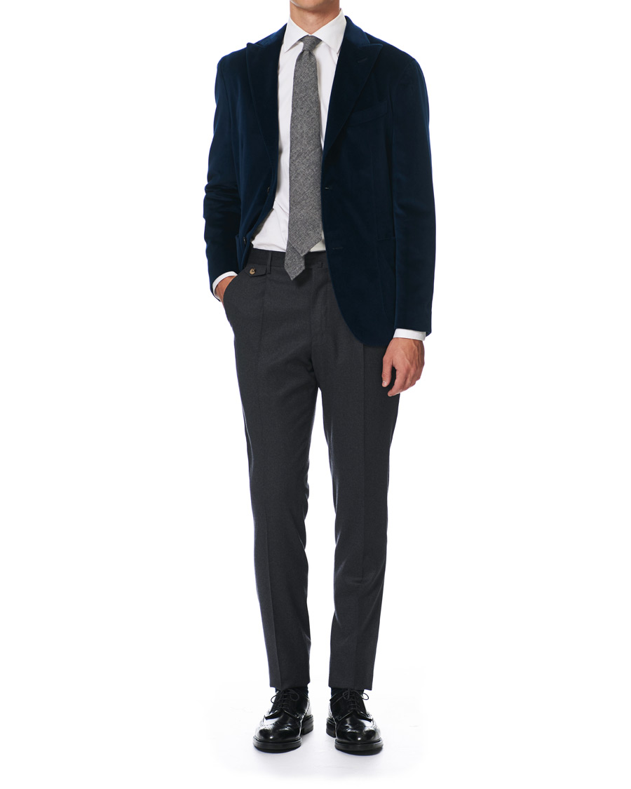 Herr | Kavajer | Boglioli | K Jacket Peak Lapel Velvet Blazer Navy