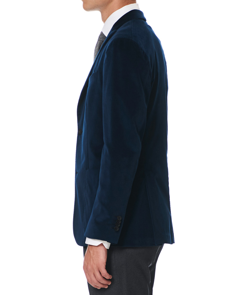 Herr | Kavajer | Boglioli | K Jacket Peak Lapel Velvet Blazer Navy