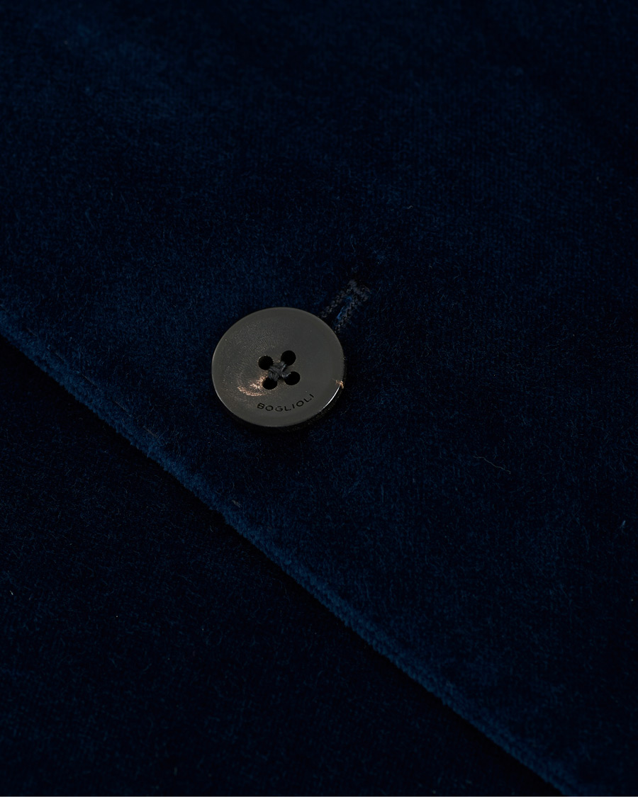 Herr | Kavajer | Boglioli | K Jacket Peak Lapel Velvet Blazer Navy