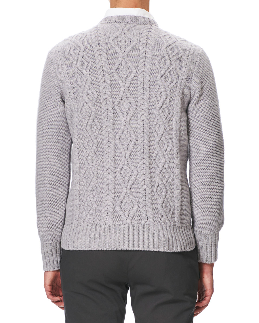 Herr | Tröjor | Inis Meáin | Classic Aran Wool Crew Neck Light Grey