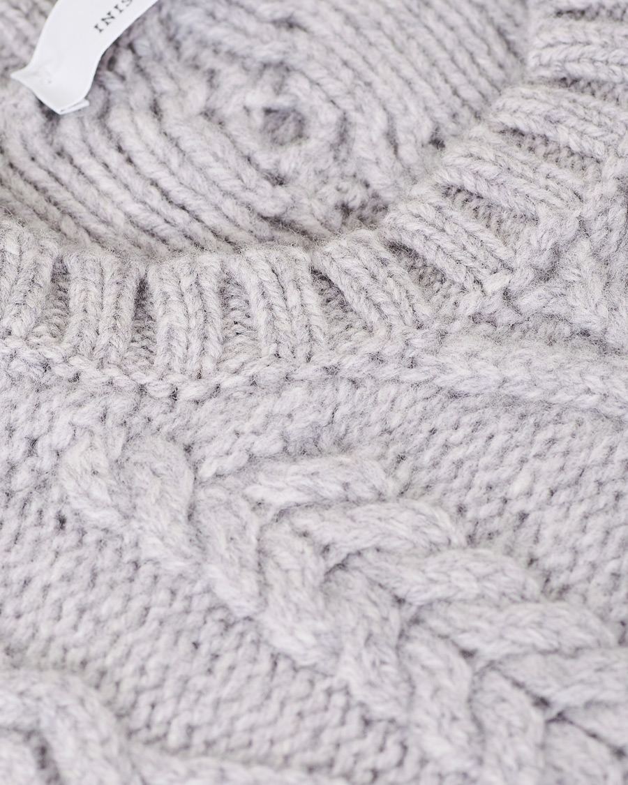 Herr | Tröjor | Inis Meáin | Classic Aran Wool Crew Neck Light Grey