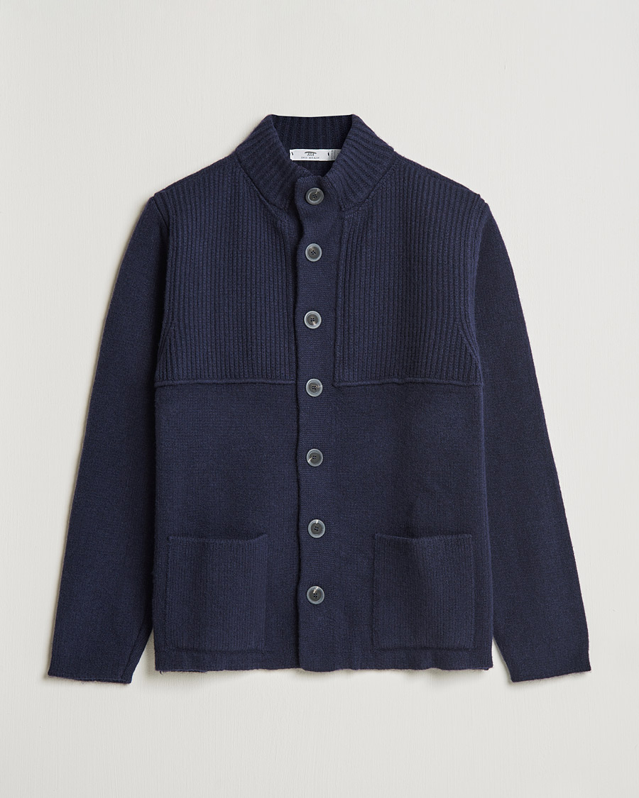 Herr | Tröjor | Inis Meáin | Heavy Wool Cardigan Navy