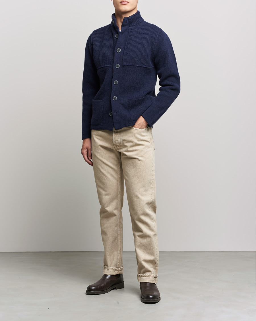 Herr | Tröjor | Inis Meáin | Heavy Wool Cardigan Navy