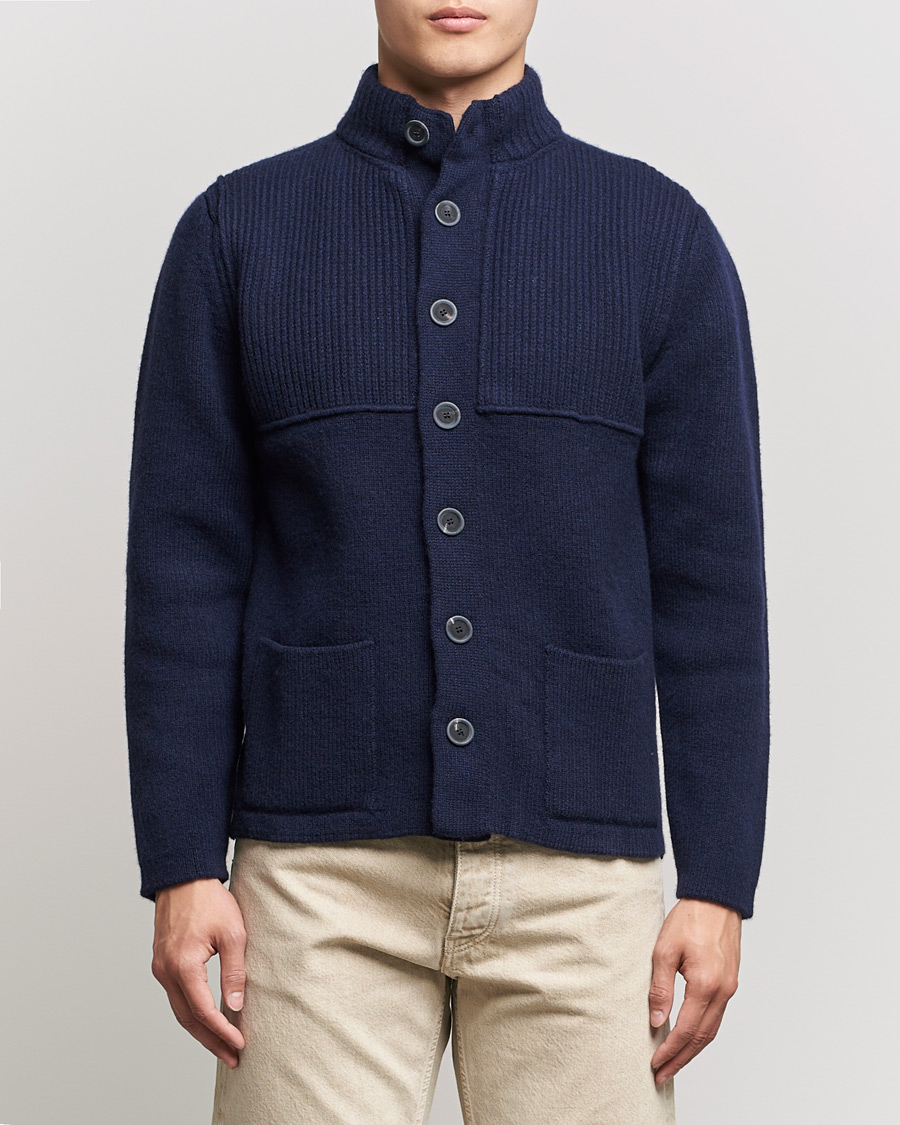 Herr | Tröjor | Inis Meáin | Heavy Wool Cardigan Navy