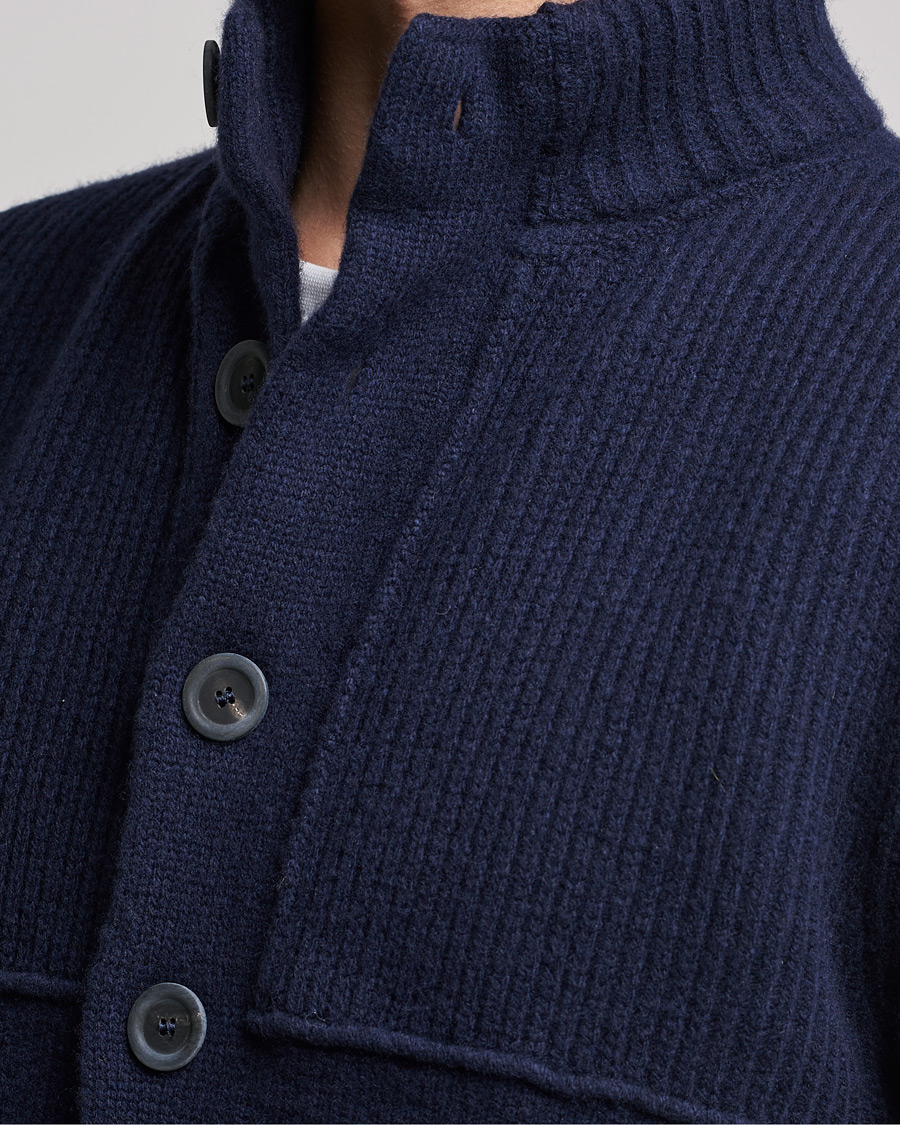 Herr | Tröjor | Inis Meáin | Heavy Wool Cardigan Navy