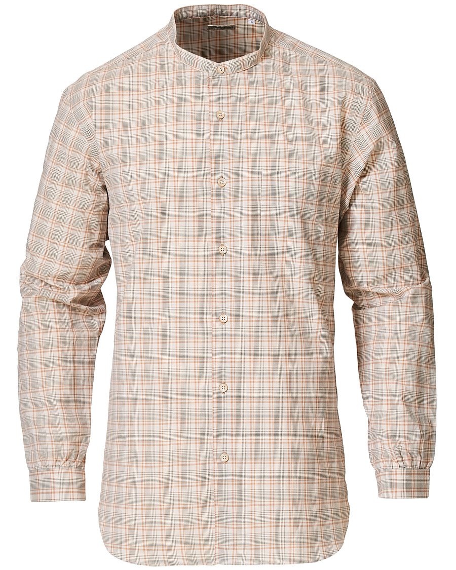 Herr | Skjortor | Camoshita | Mandarin Collar Cotton Shirt Beige Check