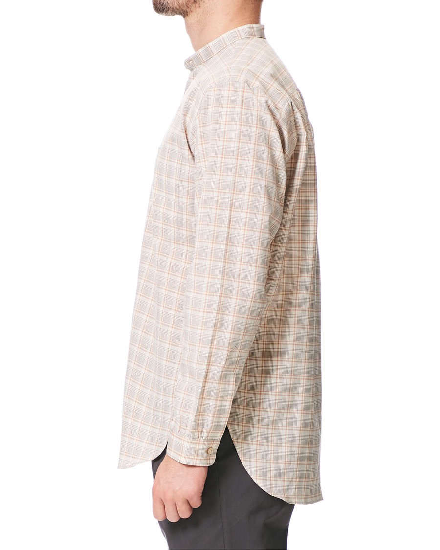 Herr | Skjortor | Camoshita | Mandarin Collar Cotton Shirt Beige Check