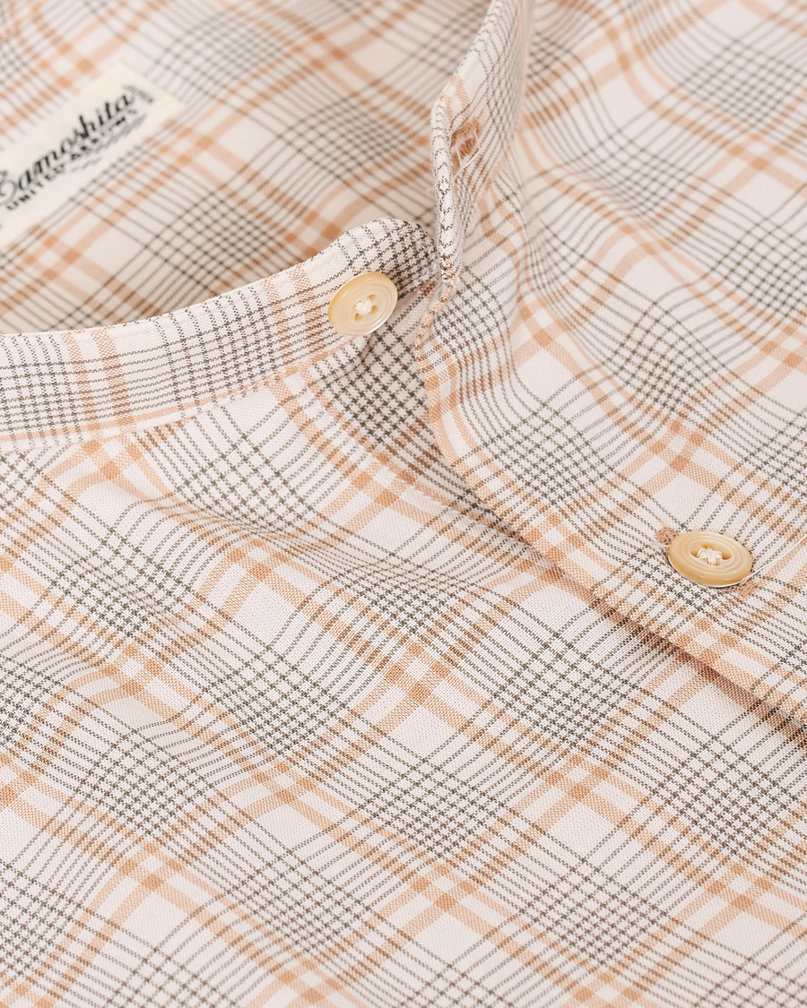 Herr | Skjortor | Camoshita | Mandarin Collar Cotton Shirt Beige Check