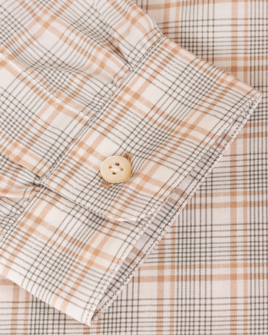 Herr | Skjortor | Camoshita | Mandarin Collar Cotton Shirt Beige Check