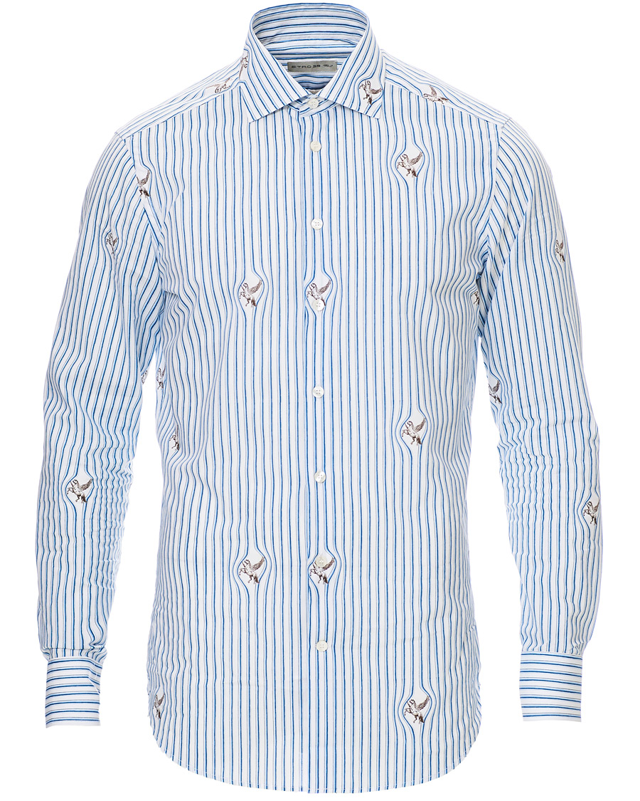Herr | Skjortor | Etro | Mercurio Pegasus Stripe Shirt White/Blue