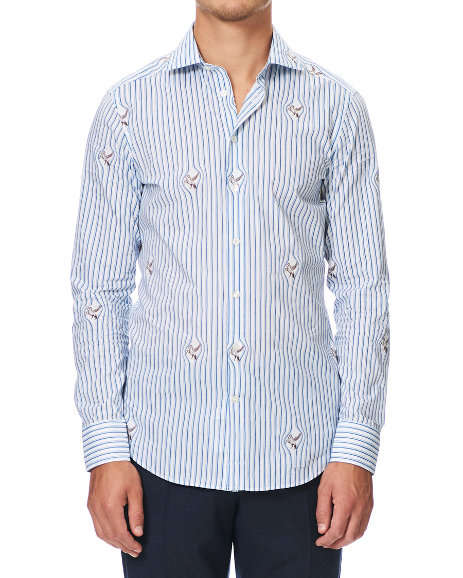 Herr | Skjortor | Etro | Mercurio Pegasus Stripe Shirt White/Blue