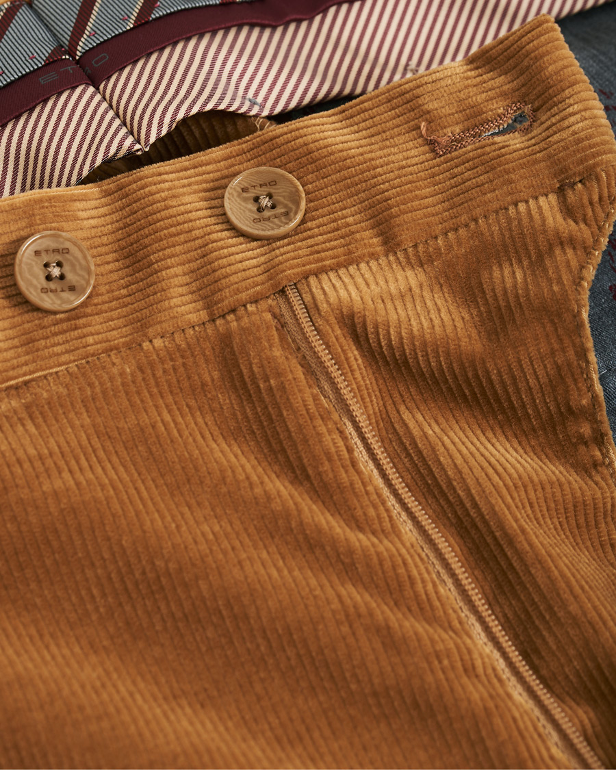 Herr | Byxor | Etro | Pleated Corduroy Trousers Khaki
