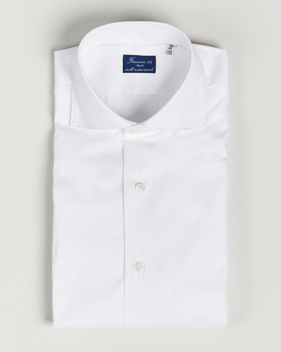 Herr | Skjortor | Finamore Napoli | Milano Slim Fit Stretch Shirt White