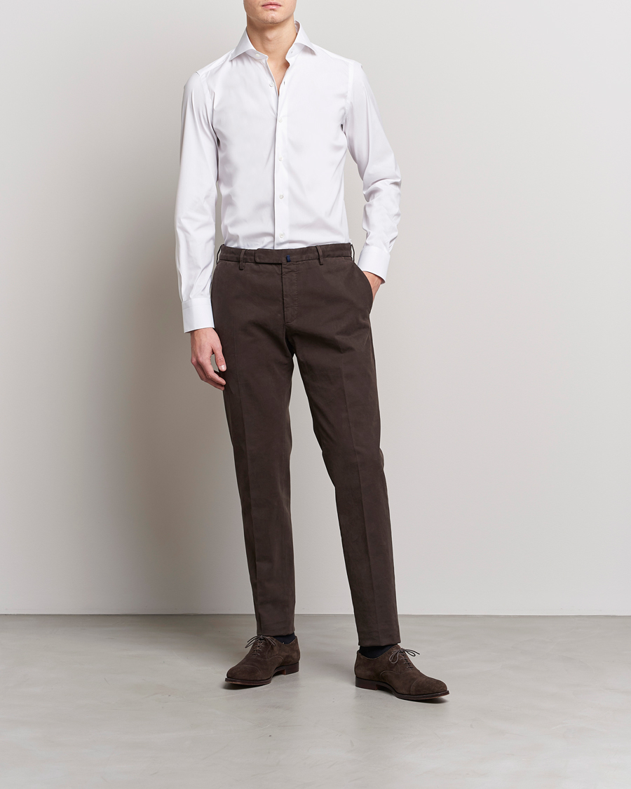 Herr | Italian Department | Finamore Napoli | Milano Slim Fit Stretch Shirt White