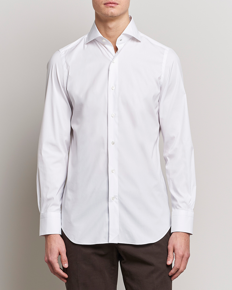 Herr | Italian Department | Finamore Napoli | Milano Slim Fit Stretch Shirt White