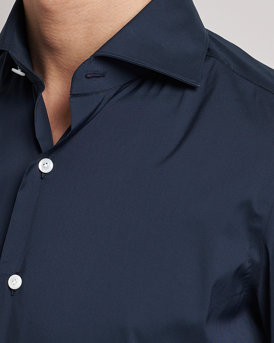 Herr | Skjortor | Finamore Napoli | Milano Slim Fit Stretch Shirt Navy