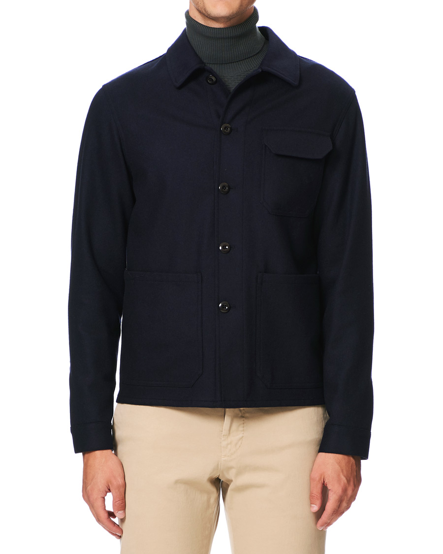 Herr |  | Slowear | Unconstructed Wool Shirt Jacket Navy