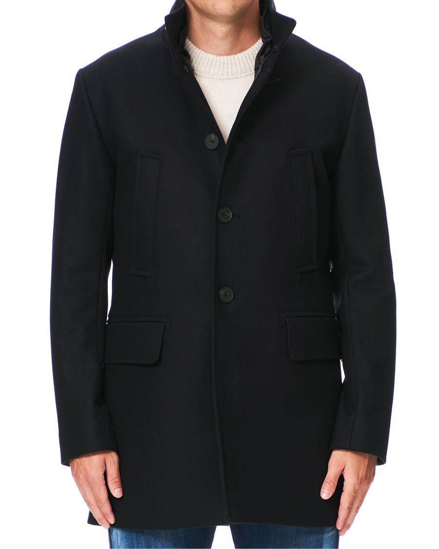 Herr | Jackor | J.Lindeberg | Kali Wool Stand Up Collar Coat Black