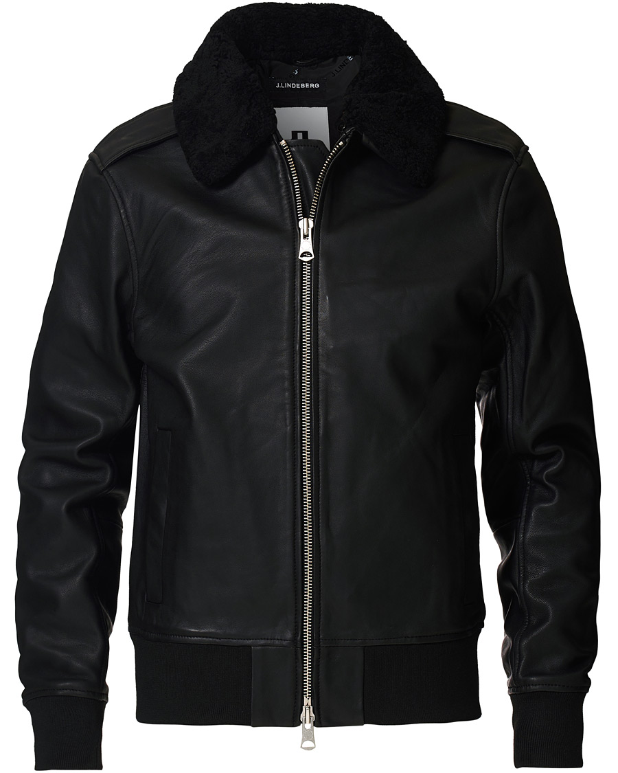 Herr | Jackor | J.Lindeberg | Tarrel Shearling Leather Jacket Black