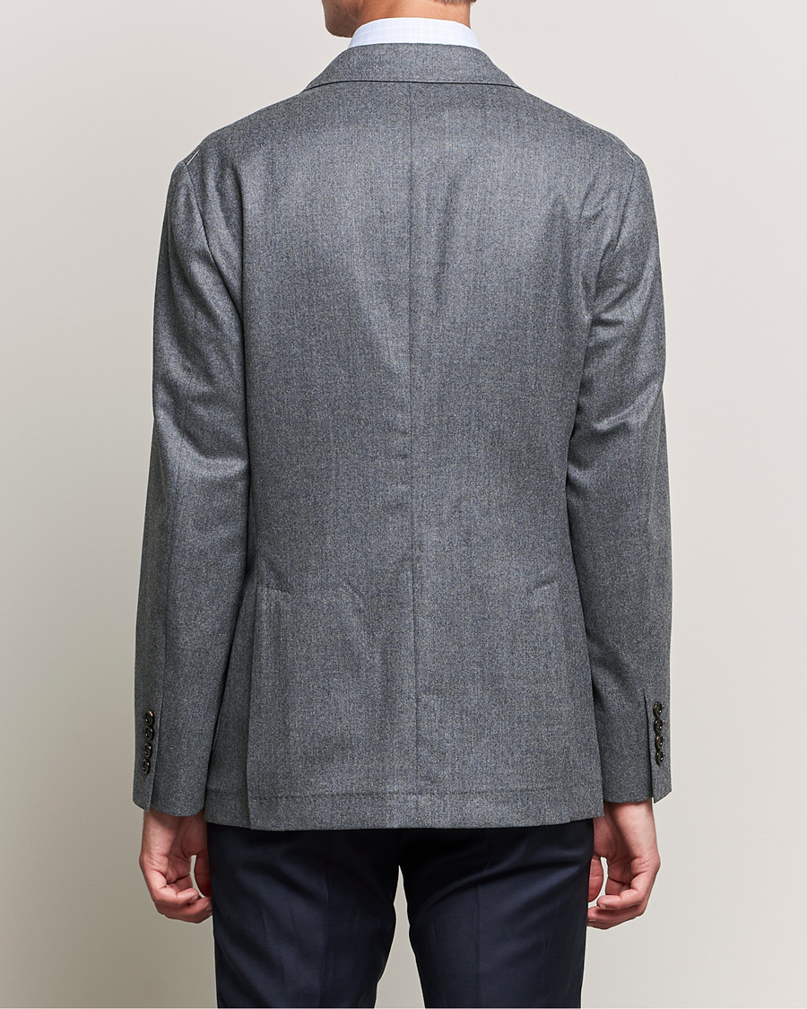 Herr | Kavajer | Brunello Cucinelli | Double Breasted Flannel Blazer Grey Melange