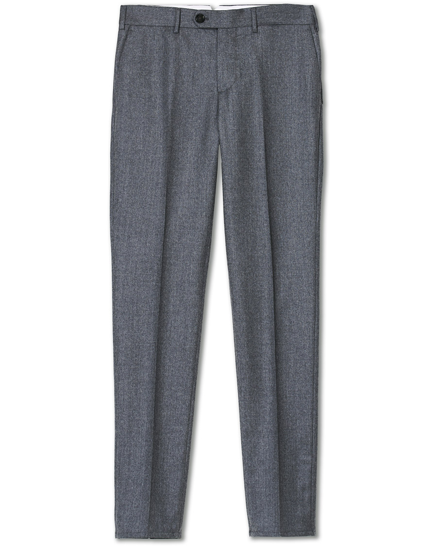Herr | Byxor | Brunello Cucinelli | Slim Fit Super 120s Flannel Trousers Grey Melange