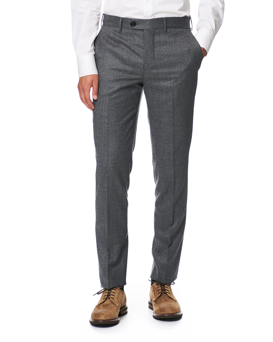 Herr | Byxor | Brunello Cucinelli | Slim Fit Super 120s Flannel Trousers Grey Melange