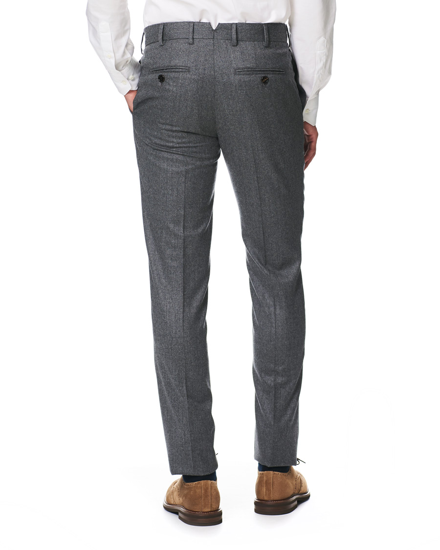 Herr | Byxor | Brunello Cucinelli | Slim Fit Super 120s Flannel Trousers Grey Melange
