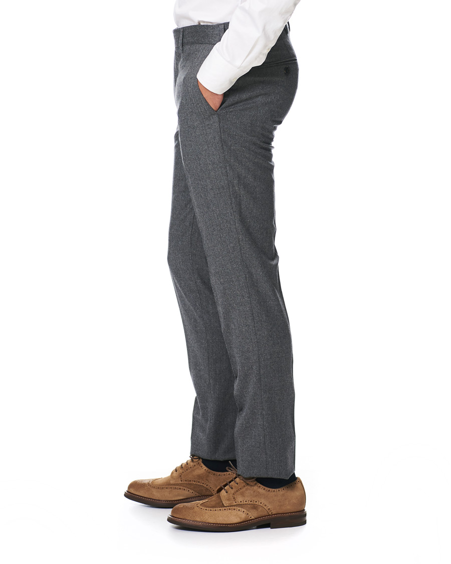 Herr | Byxor | Brunello Cucinelli | Slim Fit Super 120s Flannel Trousers Grey Melange