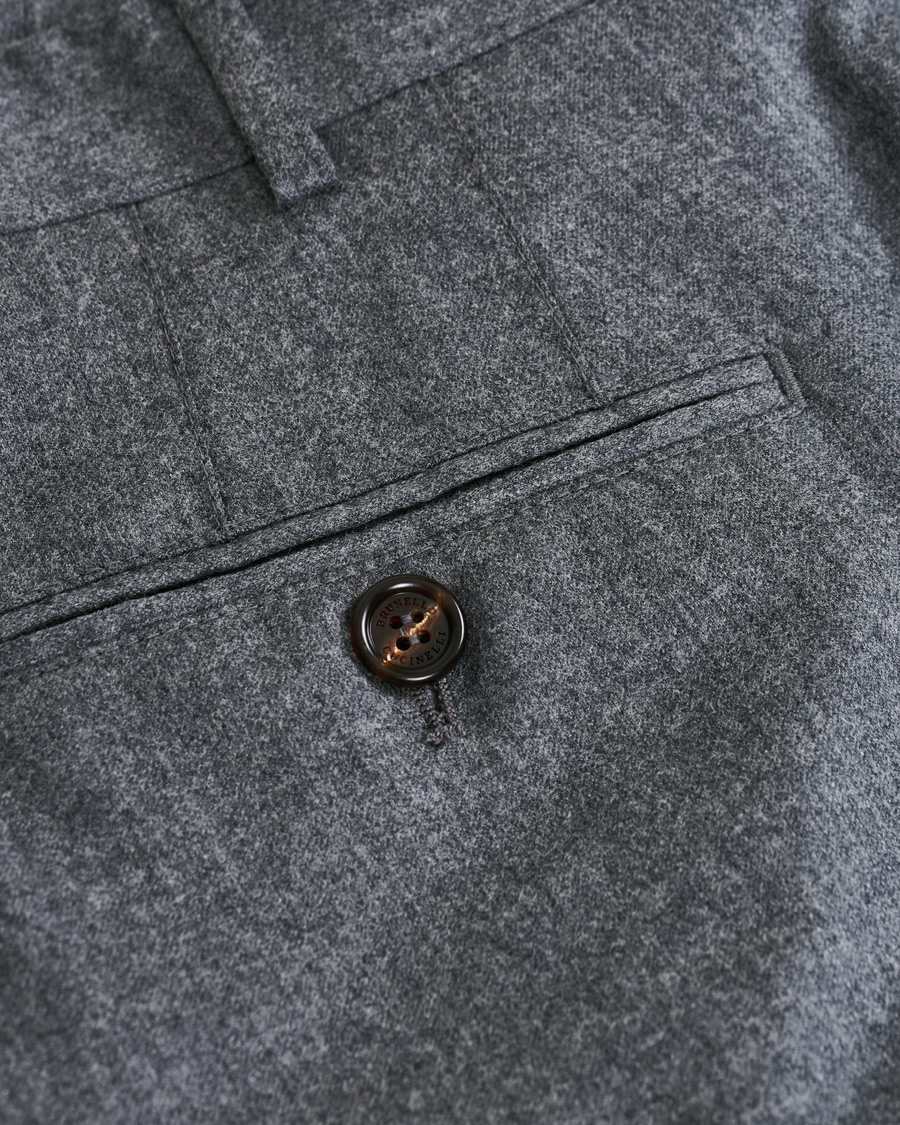 Herr | Byxor | Brunello Cucinelli | Slim Fit Super 120s Flannel Trousers Grey Melange