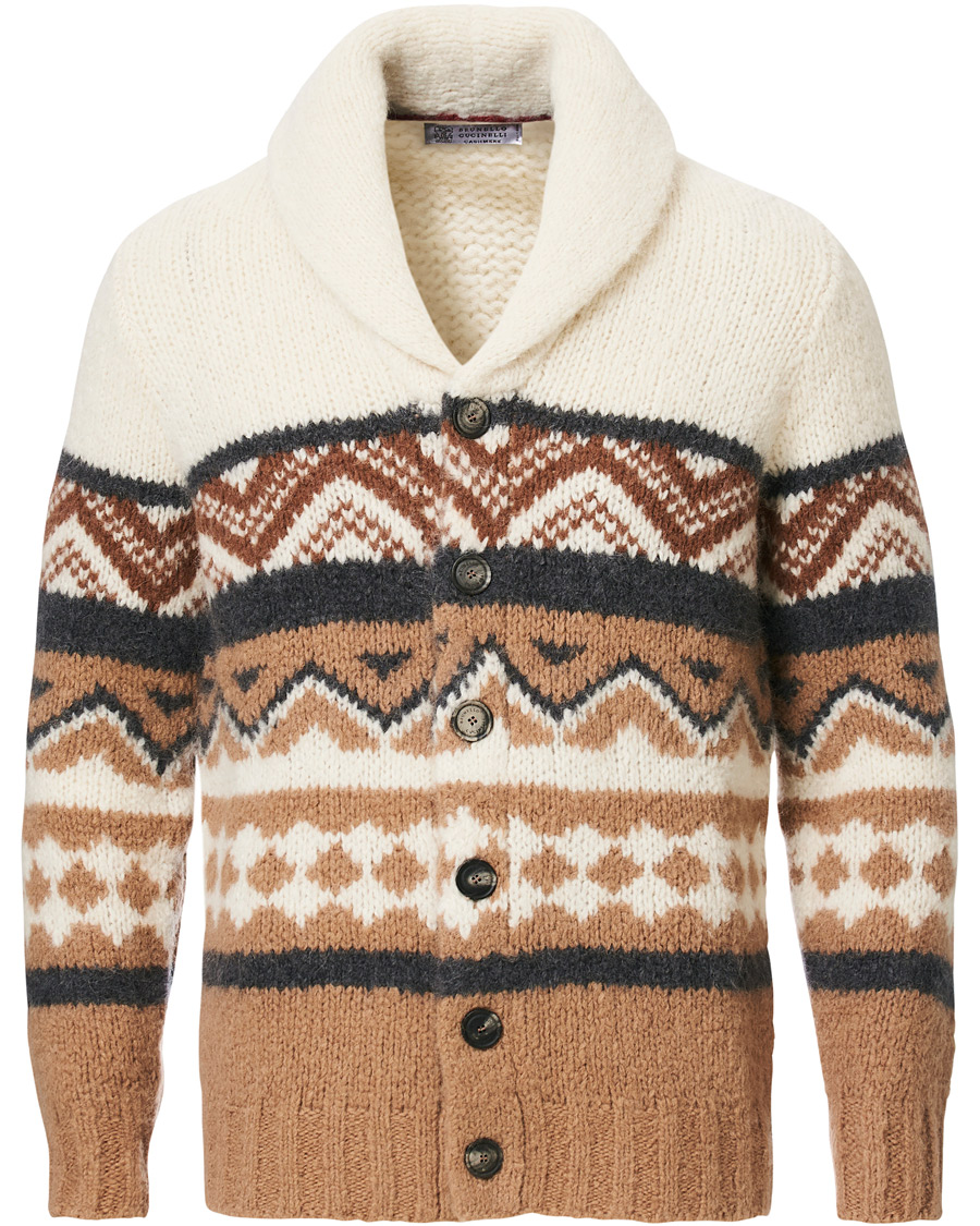 Herr | Tröjor | Brunello Cucinelli | Alpaca Shawl Collar Cardigan Brown/White