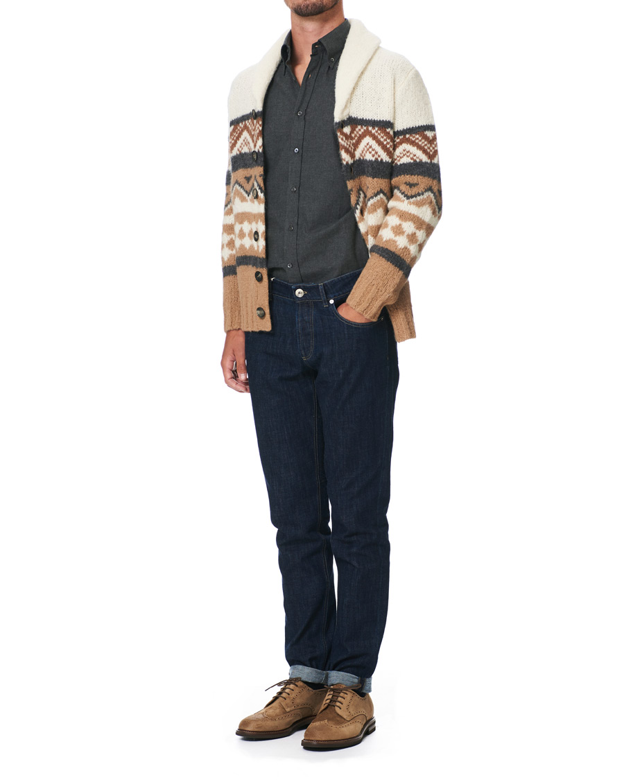 Herr | Tröjor | Brunello Cucinelli | Alpaca Shawl Collar Cardigan Brown/White