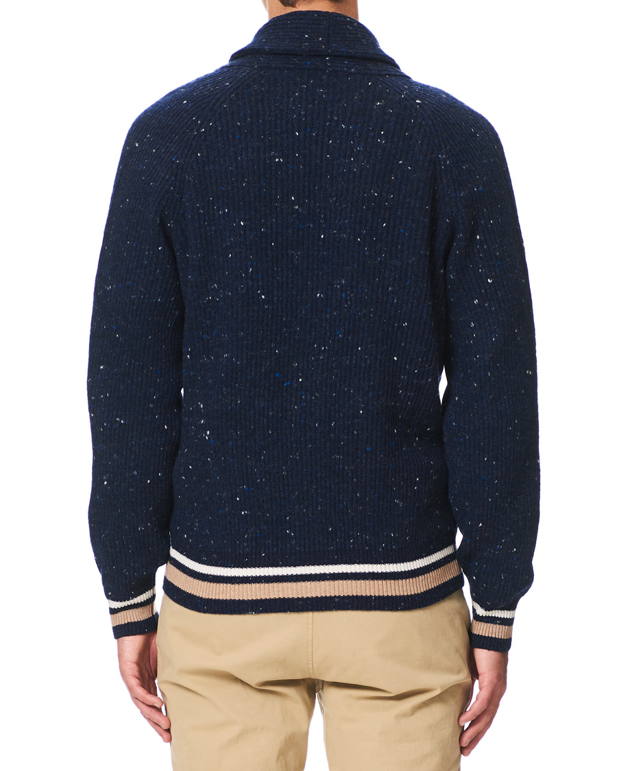 Herr | Tröjor | Brunello Cucinelli | Cashmere Blend Shawl Collar Cardigan Dark Blue