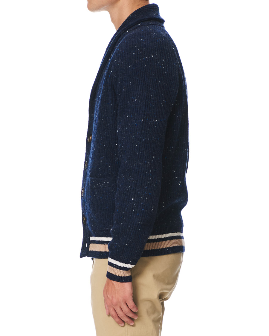 Herr | Tröjor | Brunello Cucinelli | Cashmere Blend Shawl Collar Cardigan Dark Blue