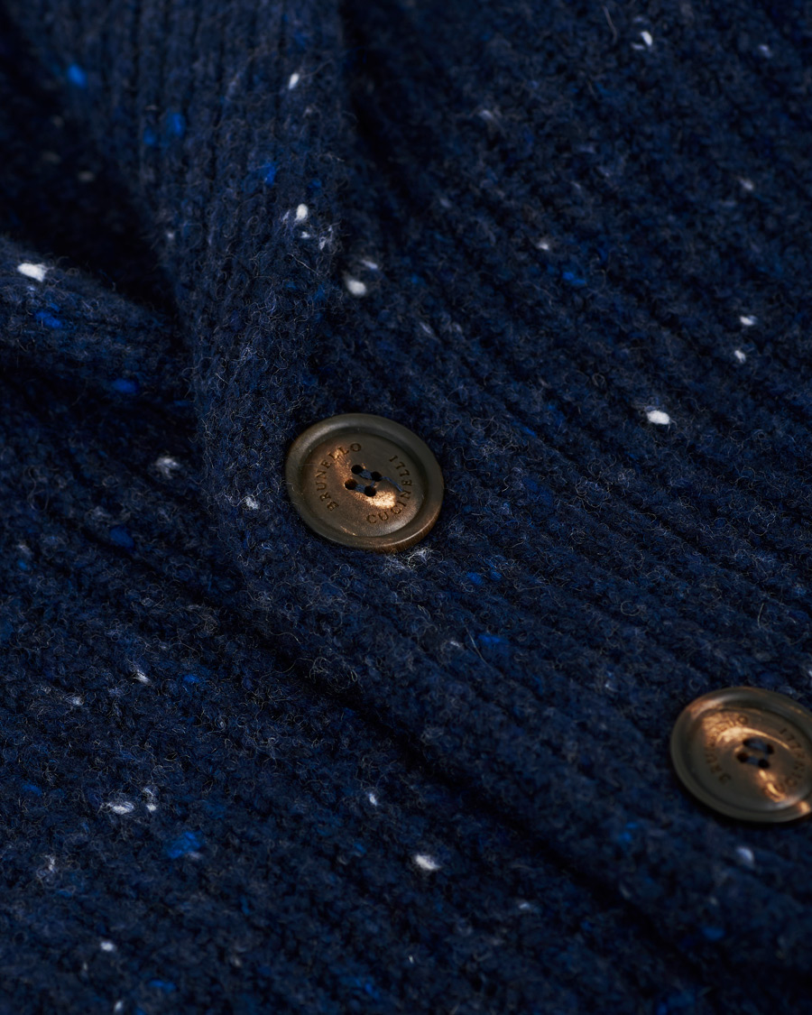 Herr | Tröjor | Brunello Cucinelli | Cashmere Blend Shawl Collar Cardigan Dark Blue