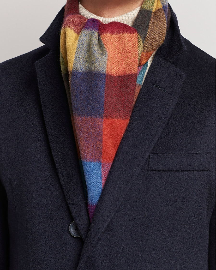 Herr | Amanda Christensen Merino Wool Block Check Scarf Multi | Amanda Christensen | Merino Wool Block Check Scarf Multi