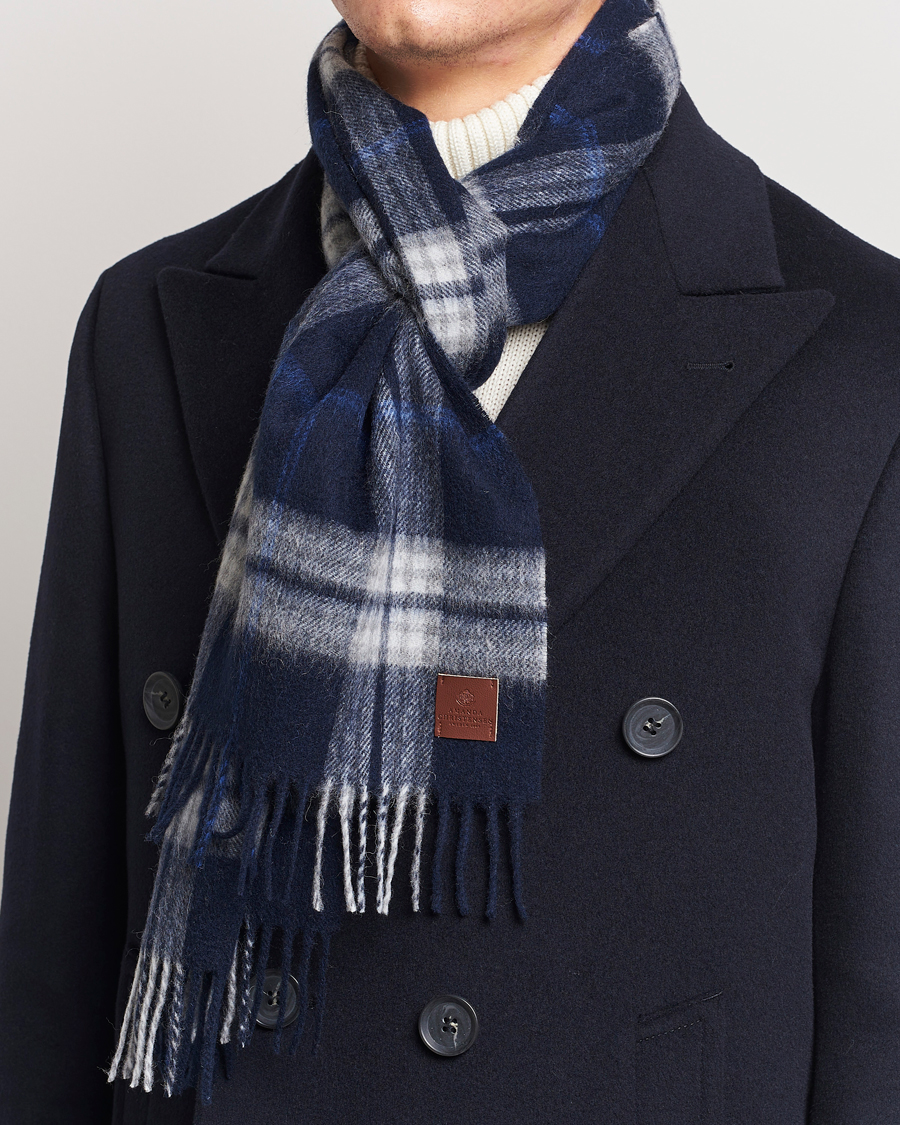 Herr |  | Amanda Christensen | Merino Wool Check Scarf Blue