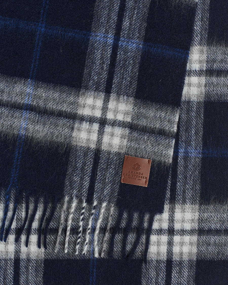 Herr | Amanda Christensen Merino Wool Check Scarf Blue | Amanda Christensen | Merino Wool Check Scarf Blue
