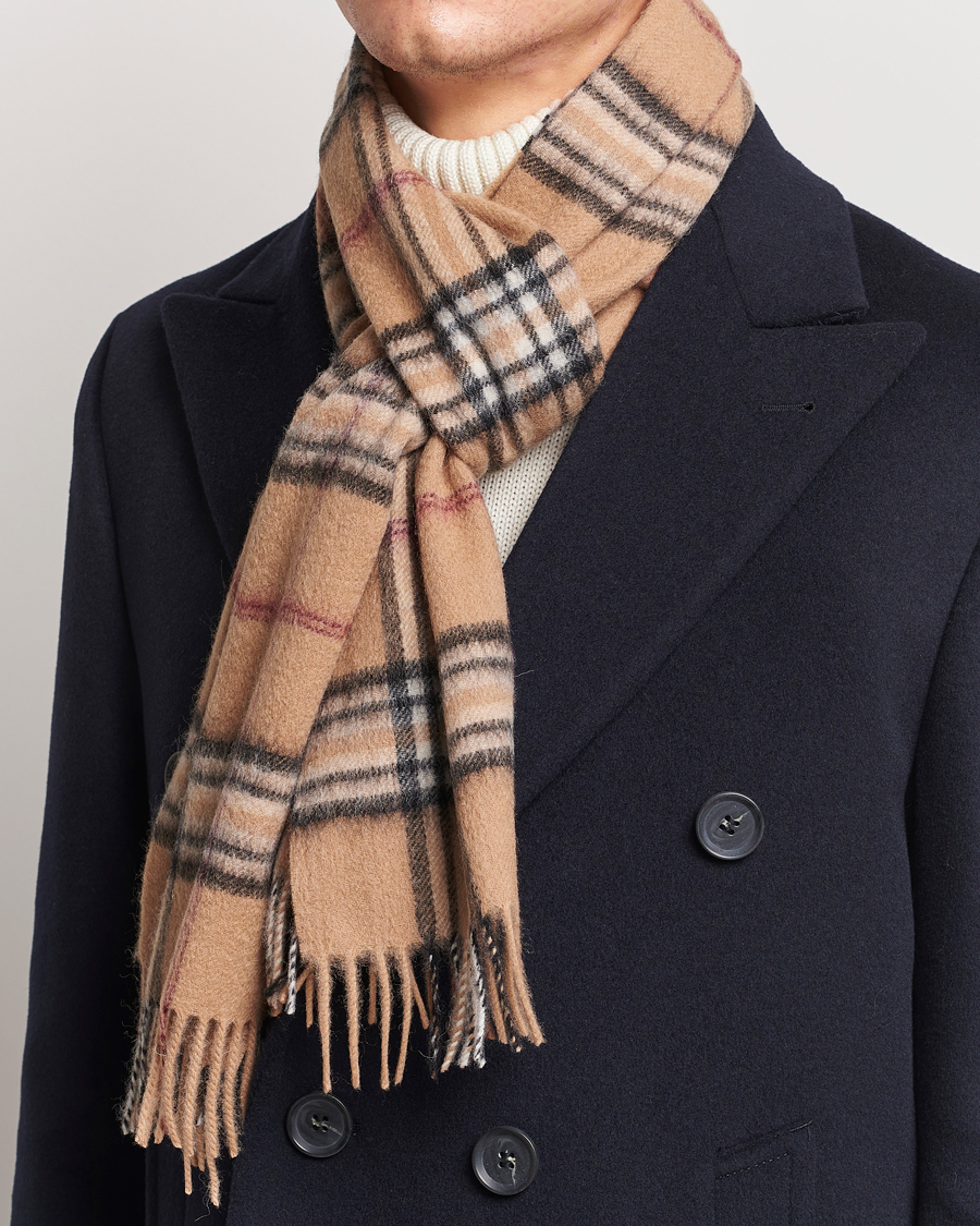 Herr |  | Amanda Christensen | Merino Wool Check Scarf Beige