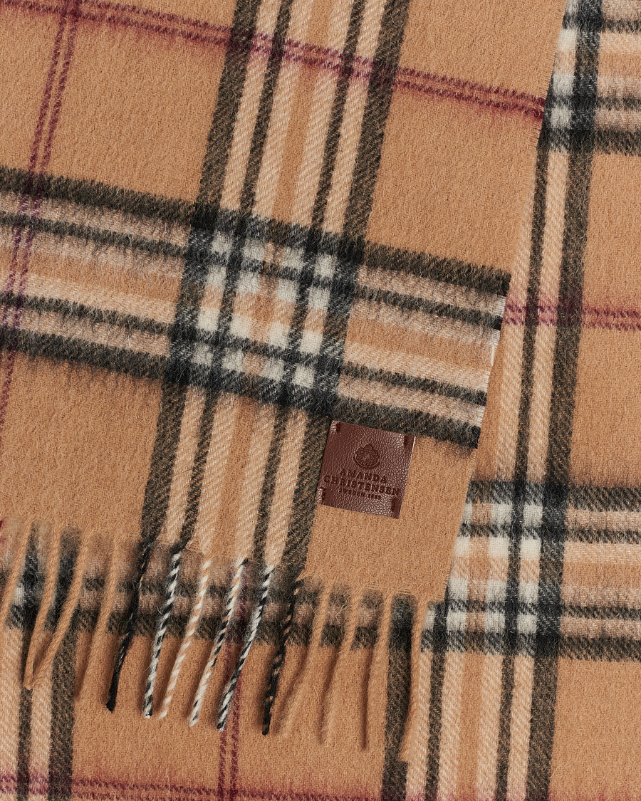 Herr | Amanda Christensen Merino Wool Check Scarf Beige | Amanda Christensen | Merino Wool Check Scarf Beige
