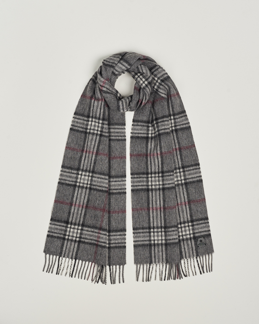 Herr | Amanda Christensen Merino Wool Check Scarf Grey | Amanda Christensen | Merino Wool Check Scarf Grey