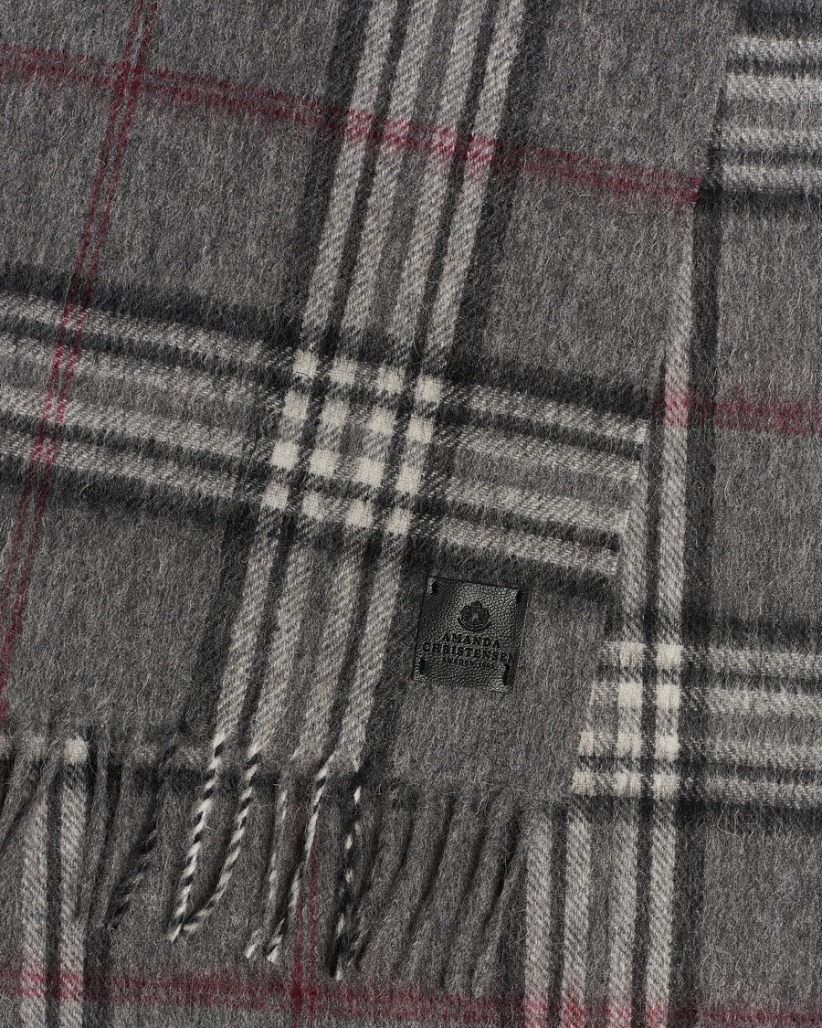Herr | Amanda Christensen Merino Wool Check Scarf Grey | Amanda Christensen | Merino Wool Check Scarf Grey