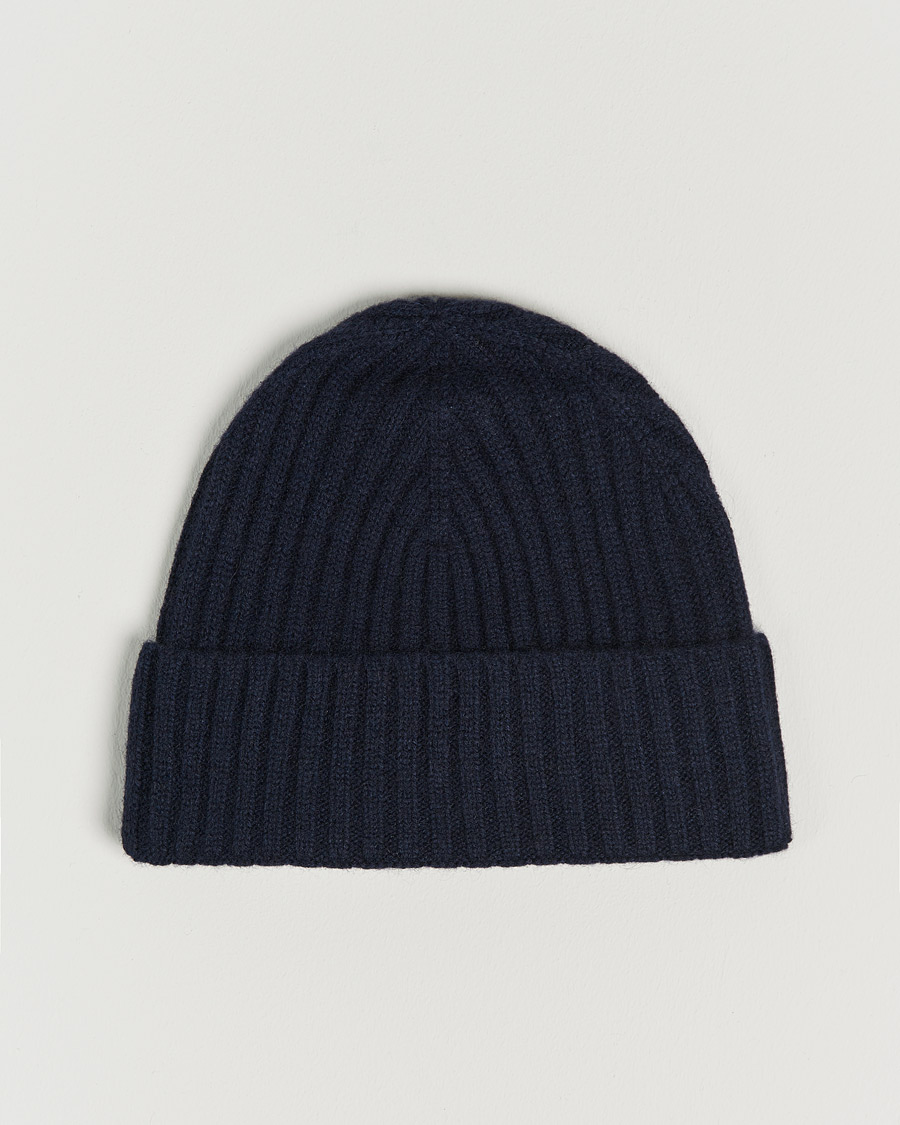 Herr | | Amanda Christensen | Rib Knitted Cashmere Cap Navy