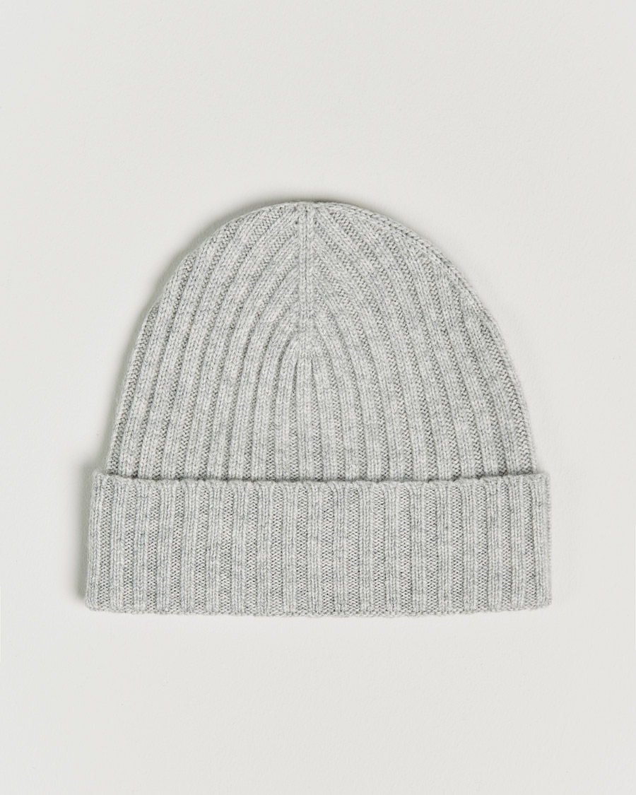 Herr | Mössor | Amanda Christensen | Rib Knitted Cashmere Cap Light Grey Melange