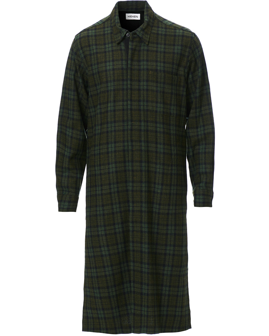 Herr | Jackor | KENZO | Wool Chech Flannel Coat Green