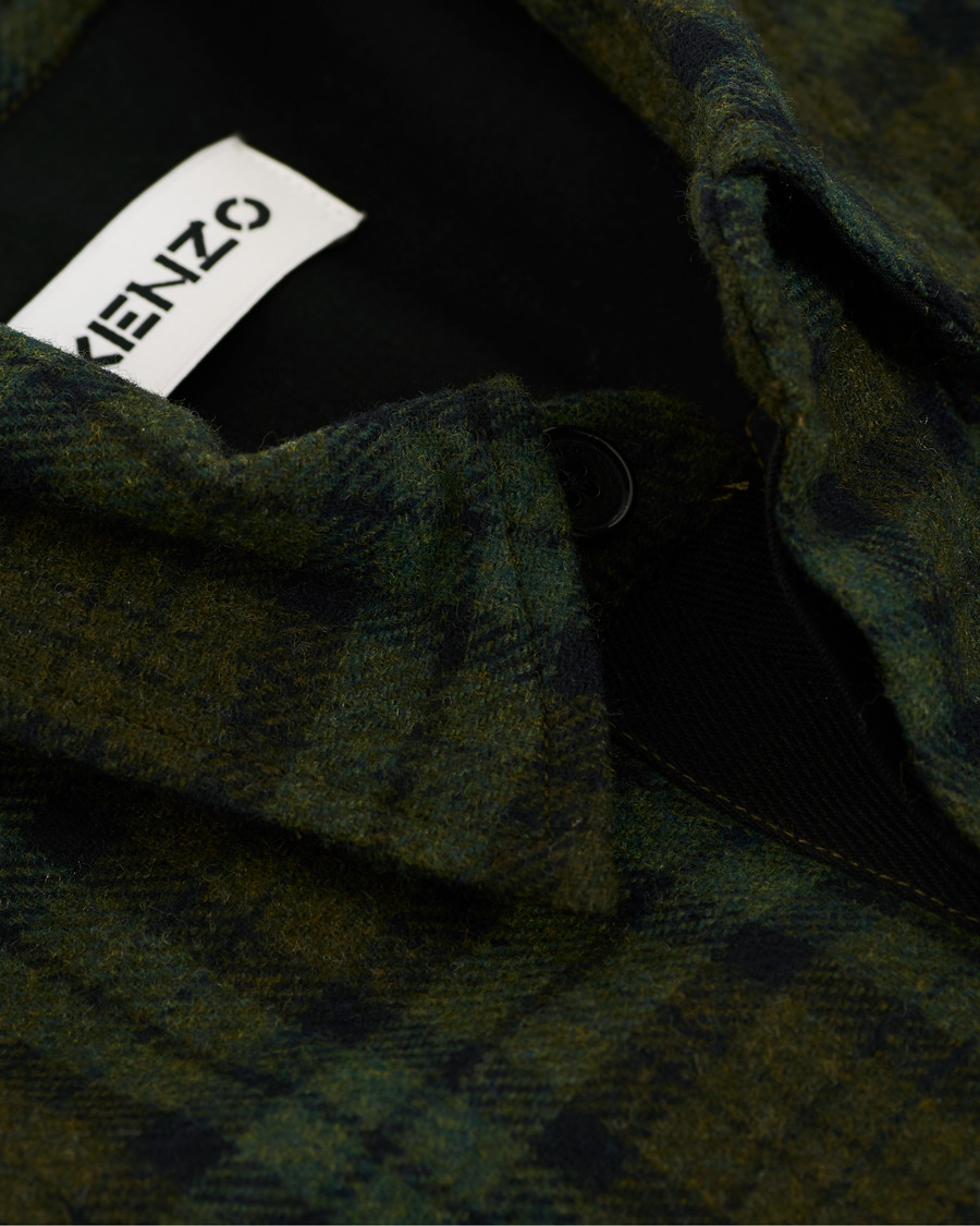 Herr | Jackor | KENZO | Wool Chech Flannel Coat Green