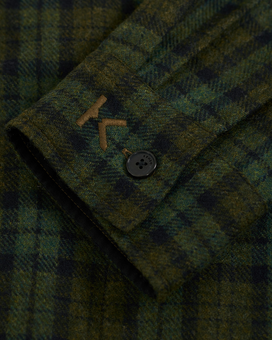 Herr | Jackor | KENZO | Wool Chech Flannel Coat Green