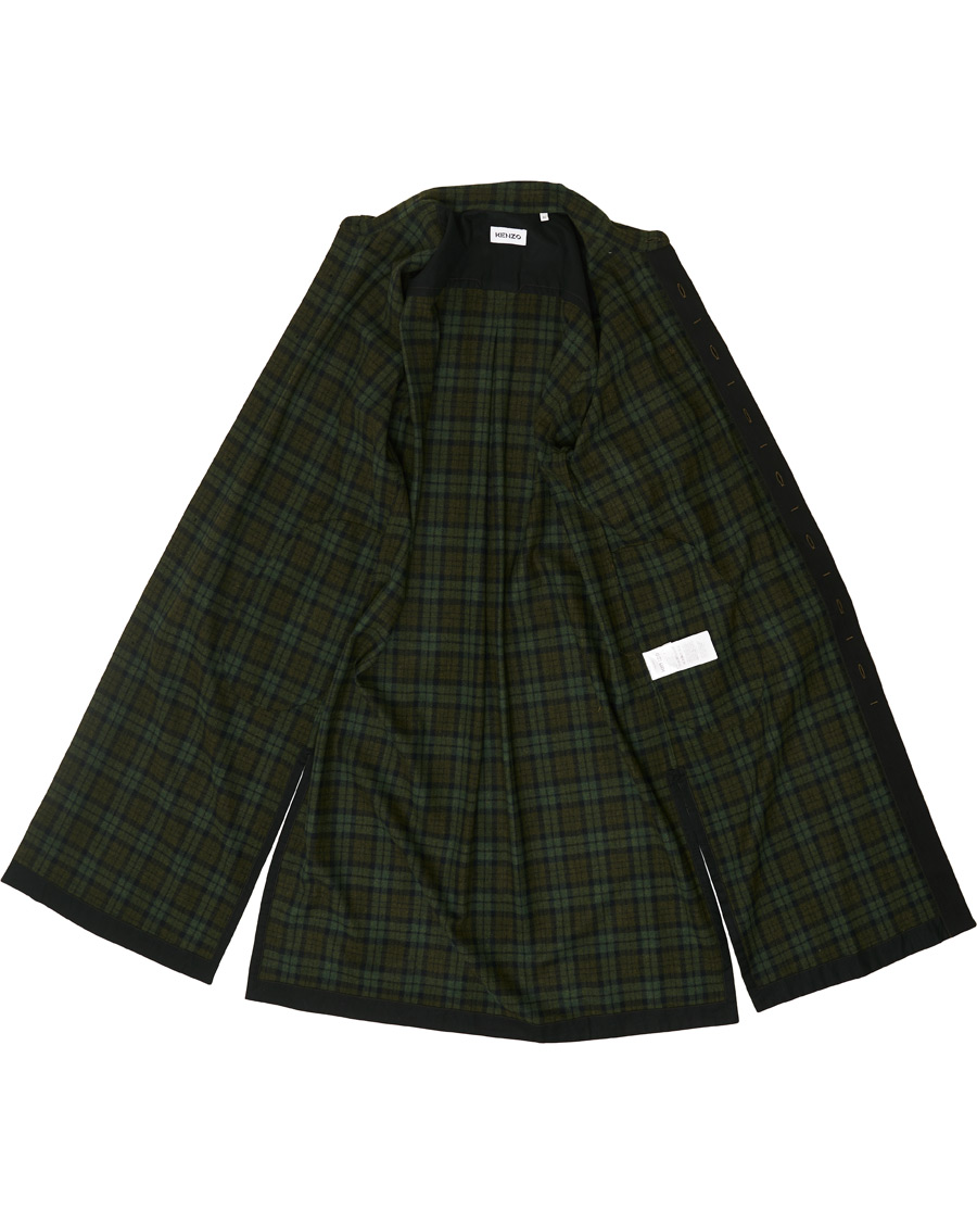 Herr | Jackor | KENZO | Wool Chech Flannel Coat Green